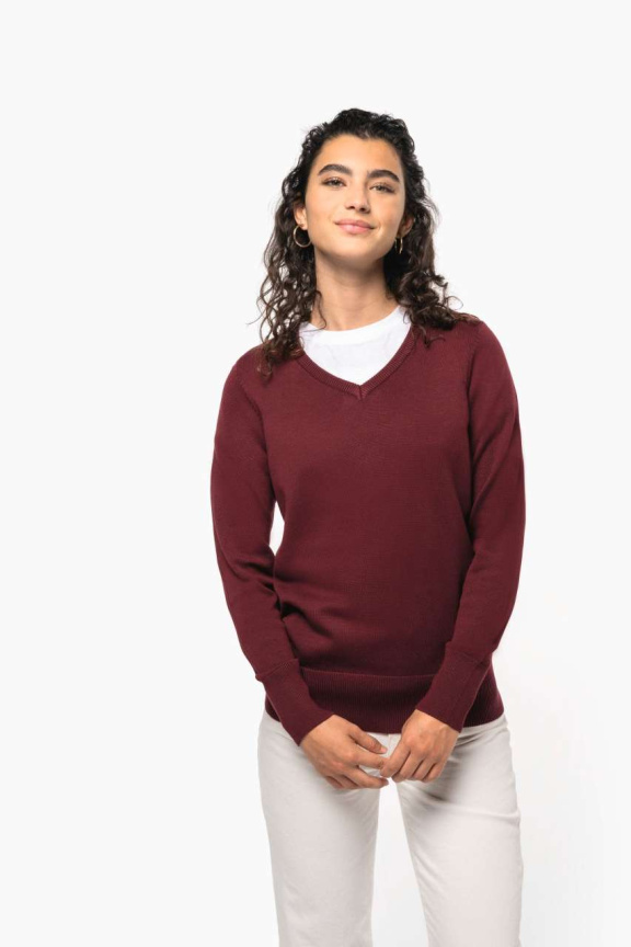LADIES' V-NECK JUMPER
