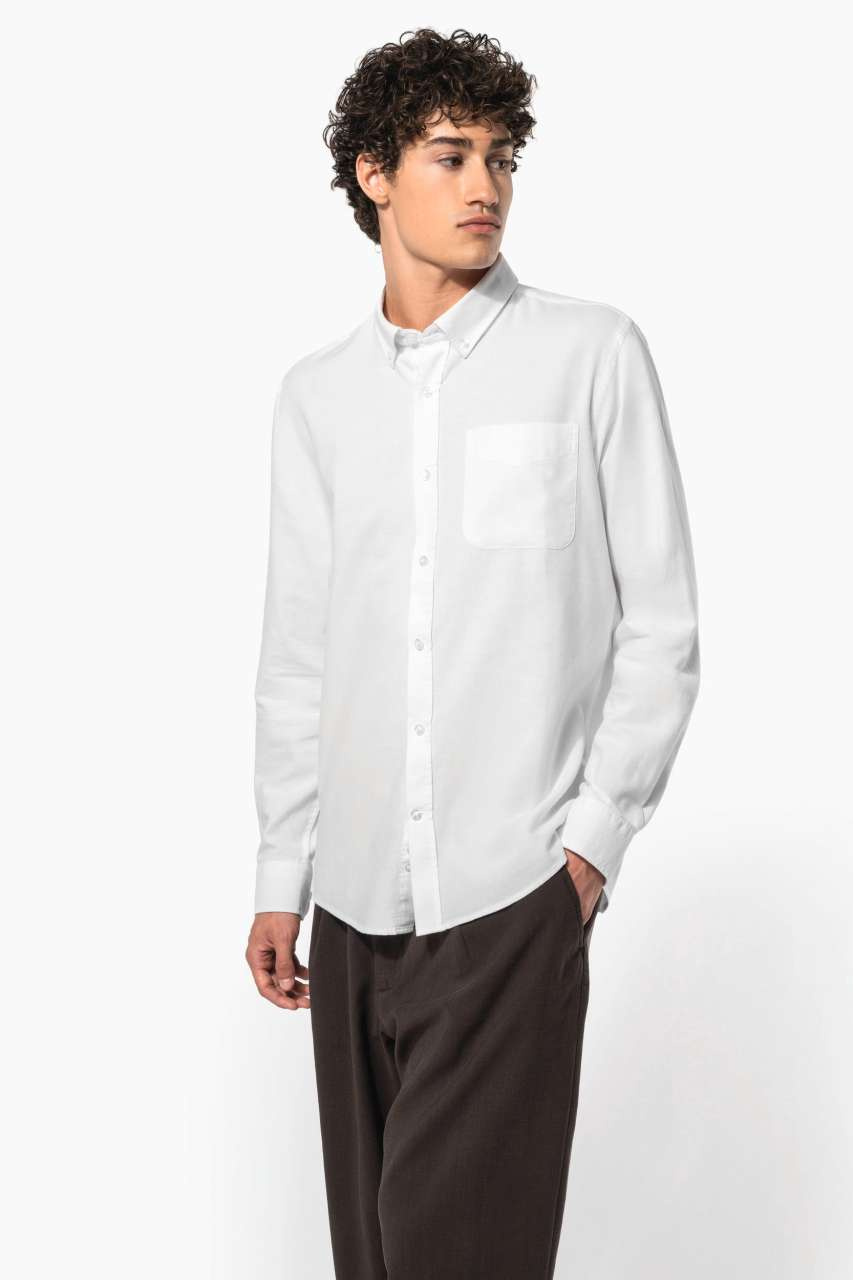 LONG-SLEEVED WASHED OXFORD COTTON SHIRT