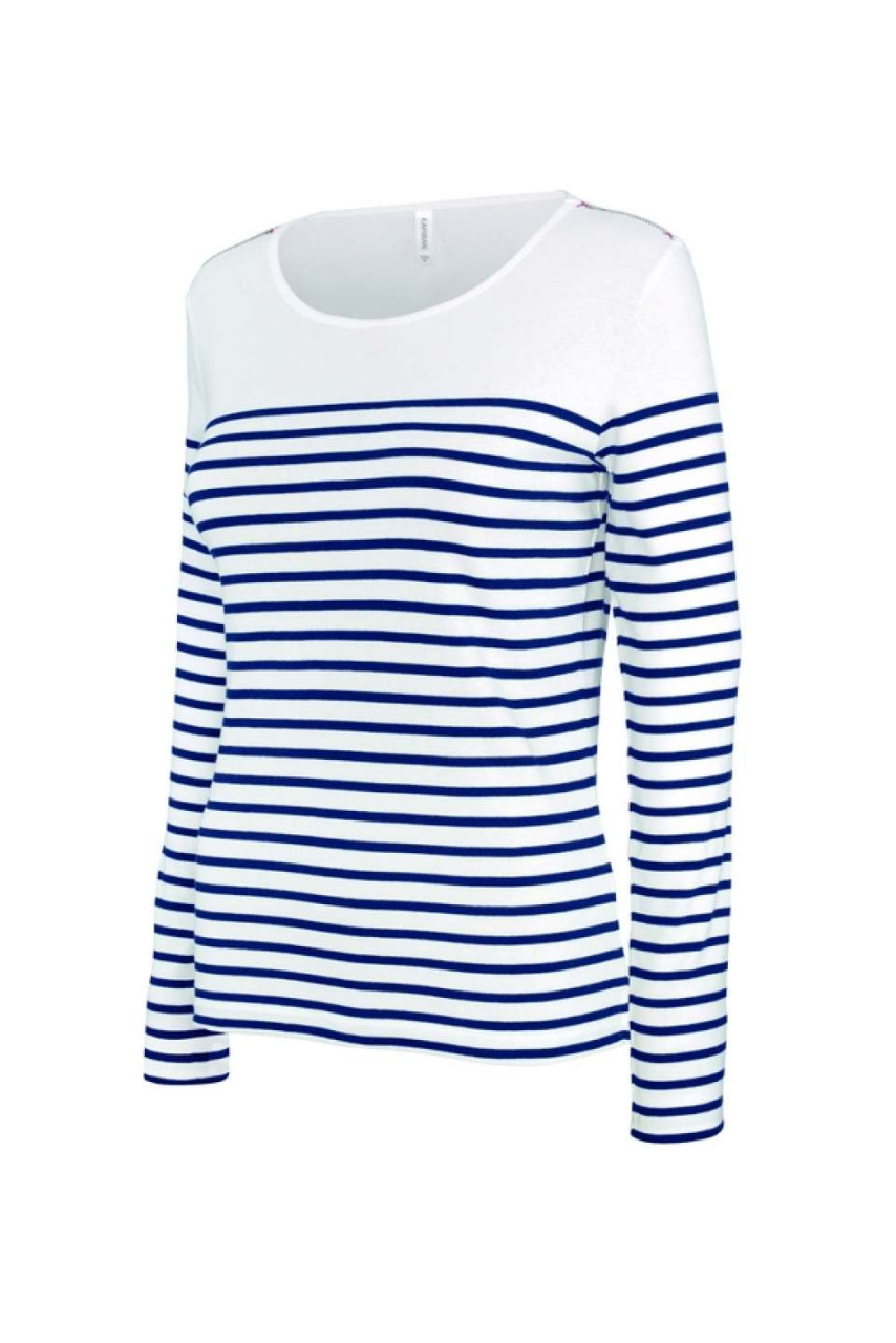 LADIES’ LONG-SLEEVED BRETON STRIPE TOP