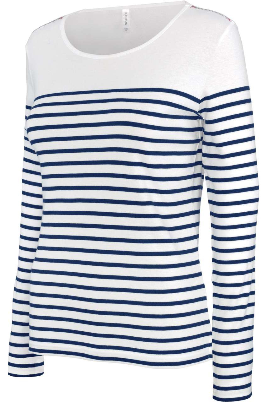 LADIES’ LONG-SLEEVED BRETON STRIPE TOP