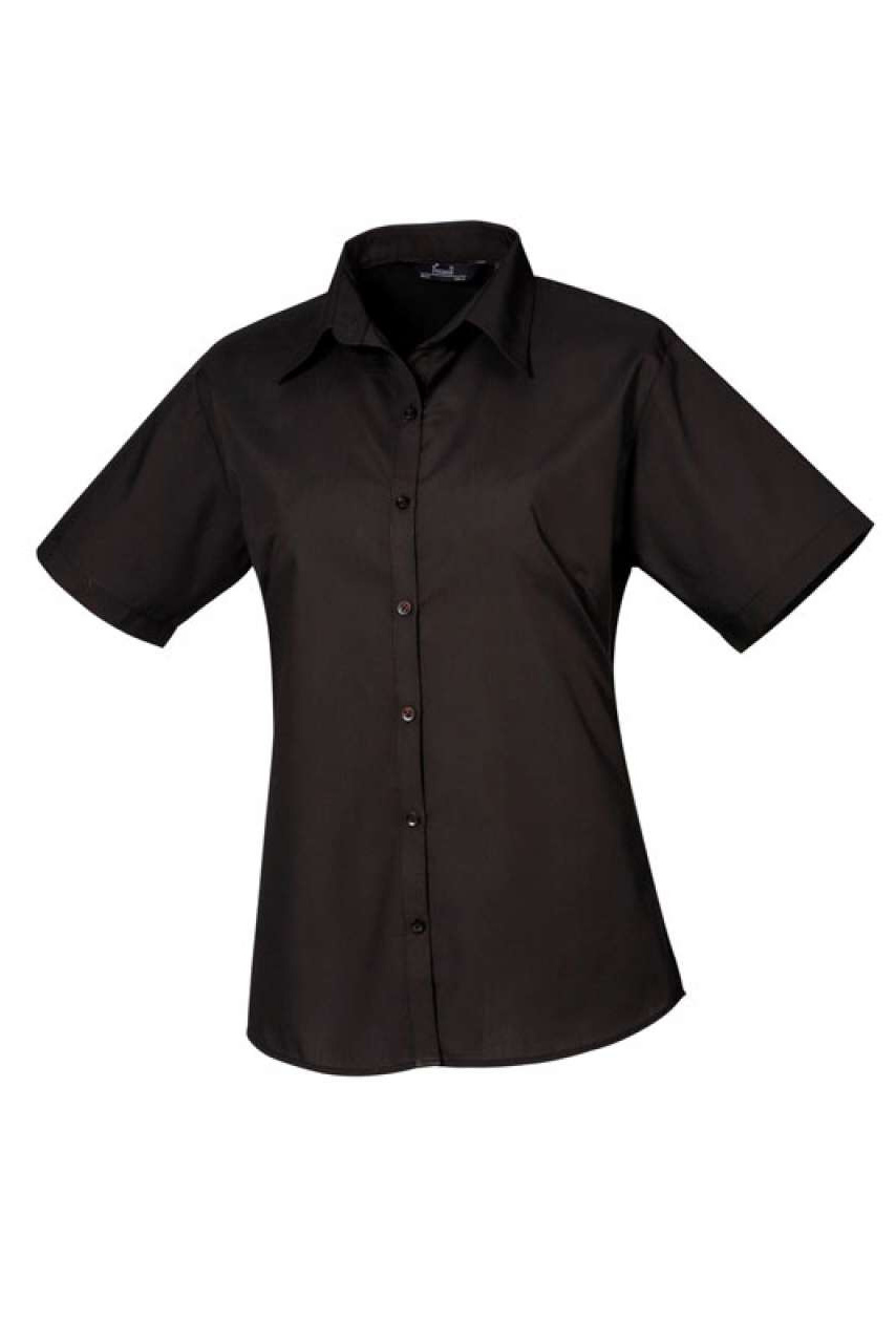 WOMEN'S SHORT SLEEVE POPLIN BLOUSE