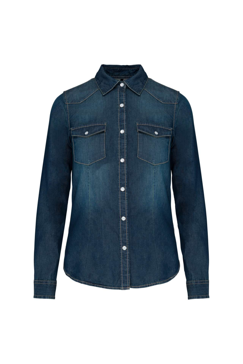 LADIES' LONG-SLEEVED DENIM SHIRT
