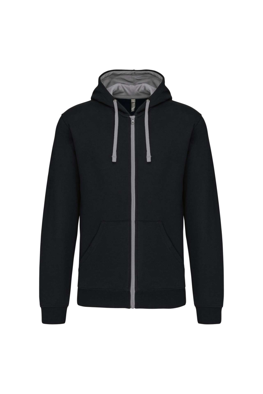 MEN'S CONTRAST HOODED FULL ZIP SWEATSHIRT