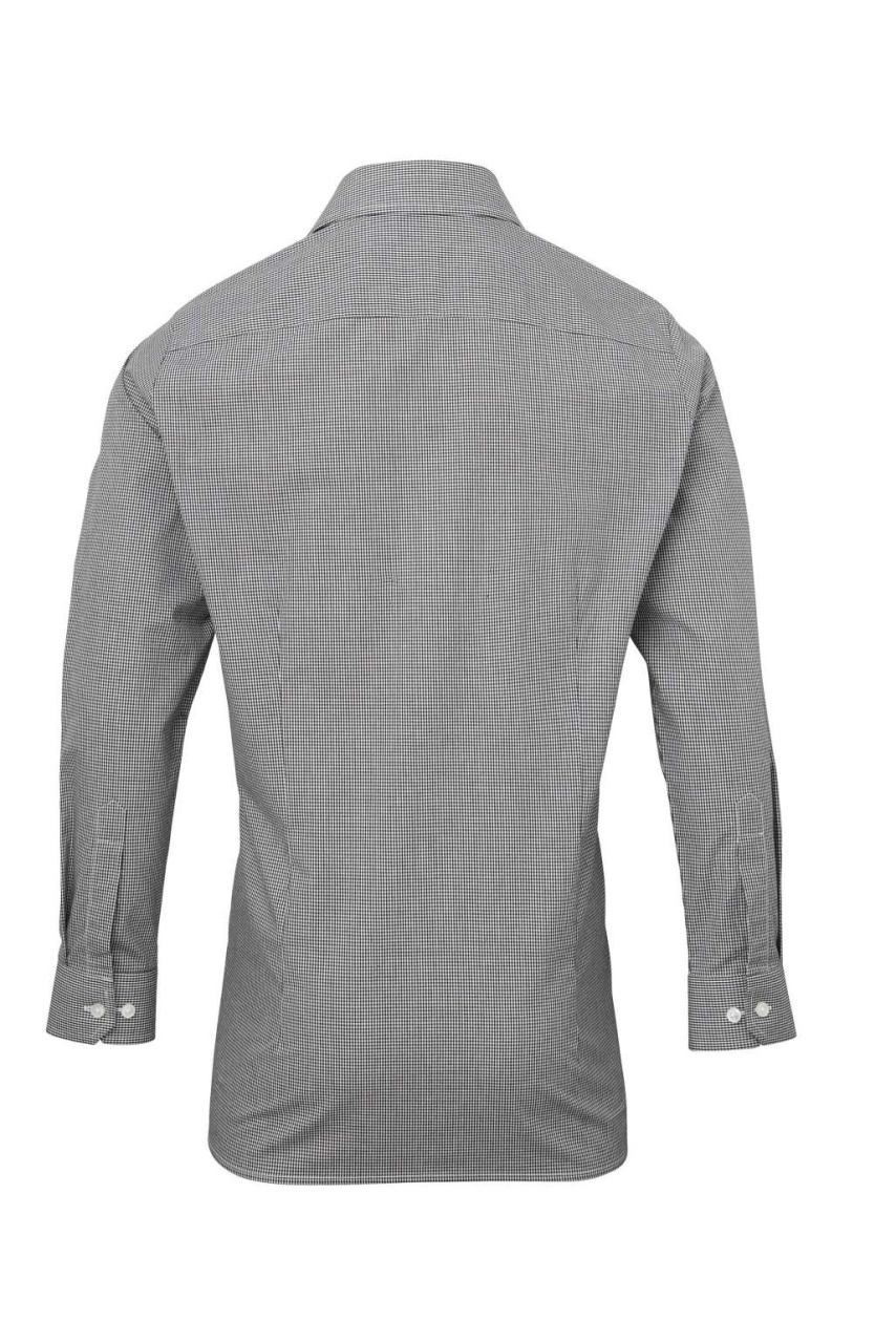 MEN'S LONG SLEEVE GINGHAM COTTON MICROCHECK SHIRT