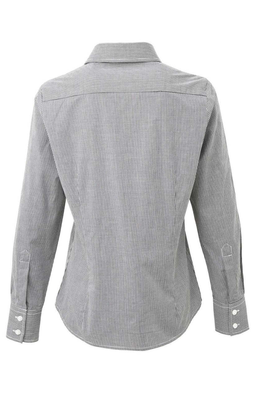 WOMEN'S LONG SLEEVE GINGHAM MICROCHECK SHIRT