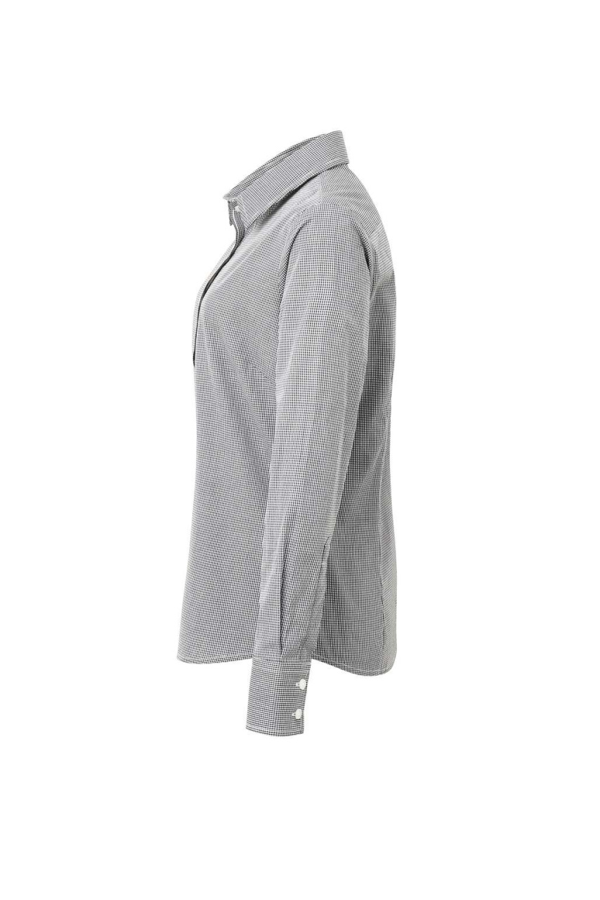 WOMEN'S LONG SLEEVE GINGHAM MICROCHECK SHIRT