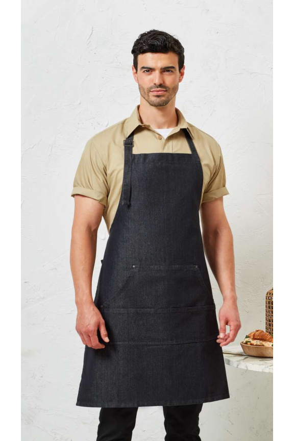 JEANS STITCH DENIM BIB APRON