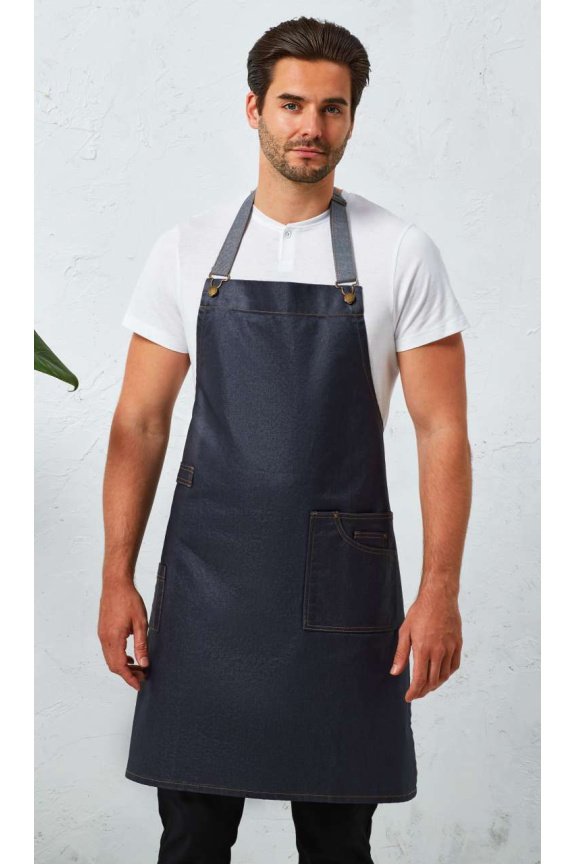 'DISTRICT' WAXED LOOK DENIM BIB APRON