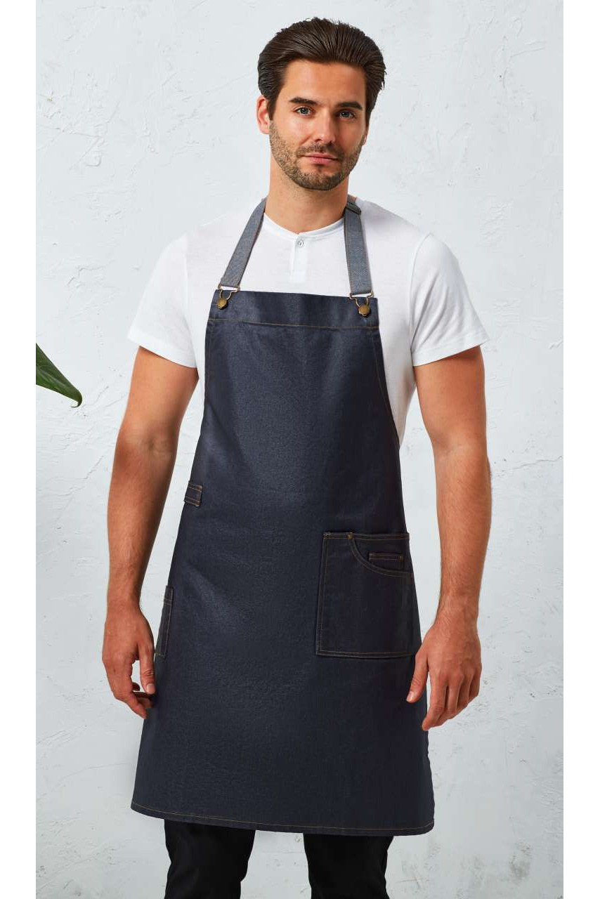 'DISTRICT' WAXED LOOK DENIM BIB APRON