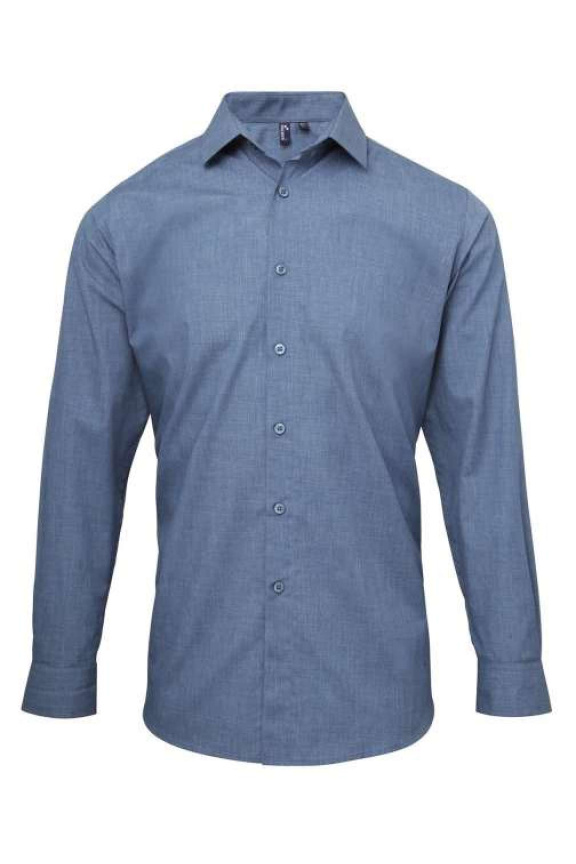 MEN'S CROSS-DYE ROLL SLEEVE POPLIN BAR SHIRT