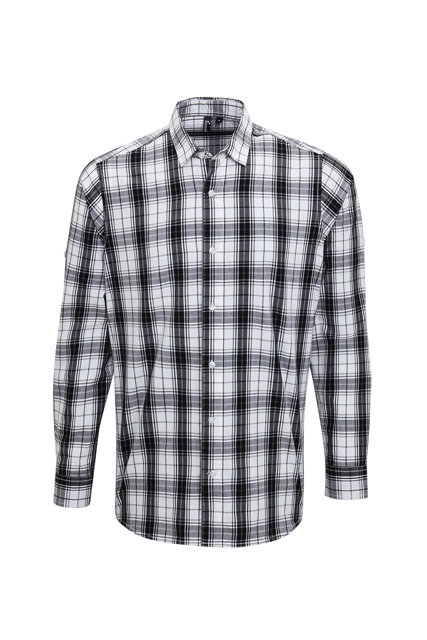 'GINMILL' CHECK - MEN'S LONG SLEEVE COTTON SHIRT