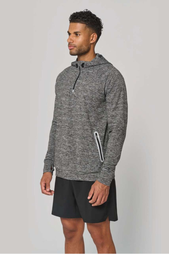 ZIP NECK HOODED SPORTS SWEATSHIRT
