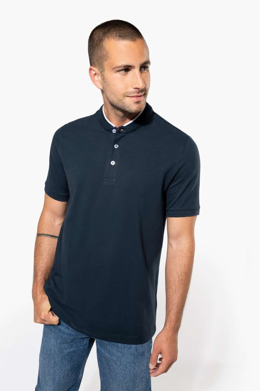 MEN'S SHORT SLEEVE POLO SHIRT WITH MANDARIN COLLAR