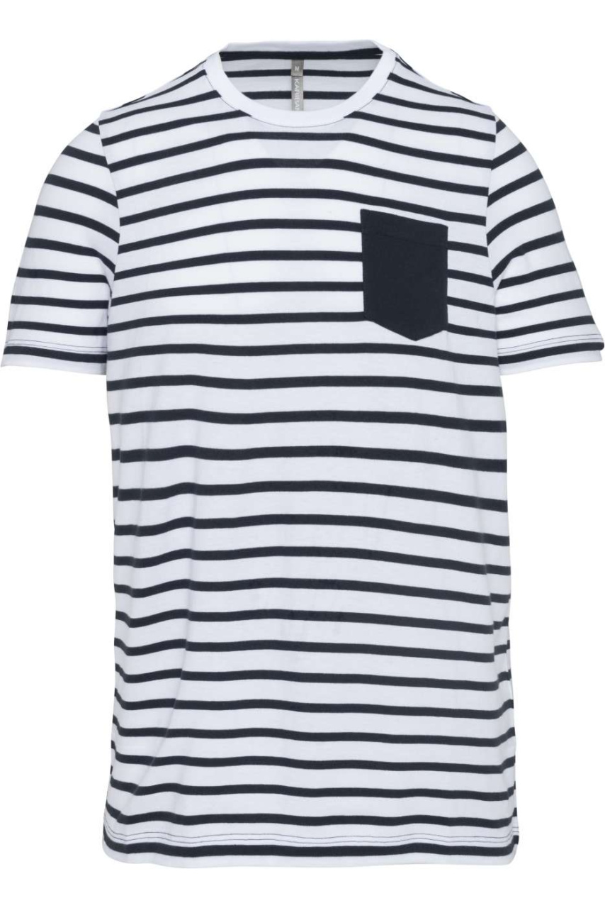 KIDS' STRIPED SHORT SLEEVE SAILOR T-SHIRT WITH POCKET