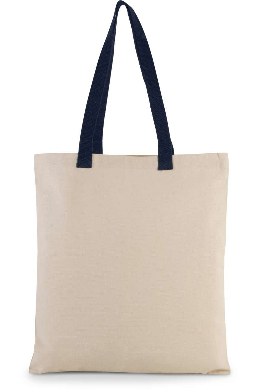 FLAT CANVAS SHOPPER WITH CONTRAST HANDLE
