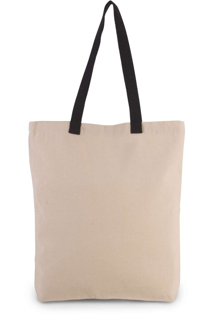 SHOPPER BAG WITH GUSSET AND CONTRAST COLOUR HANDLE