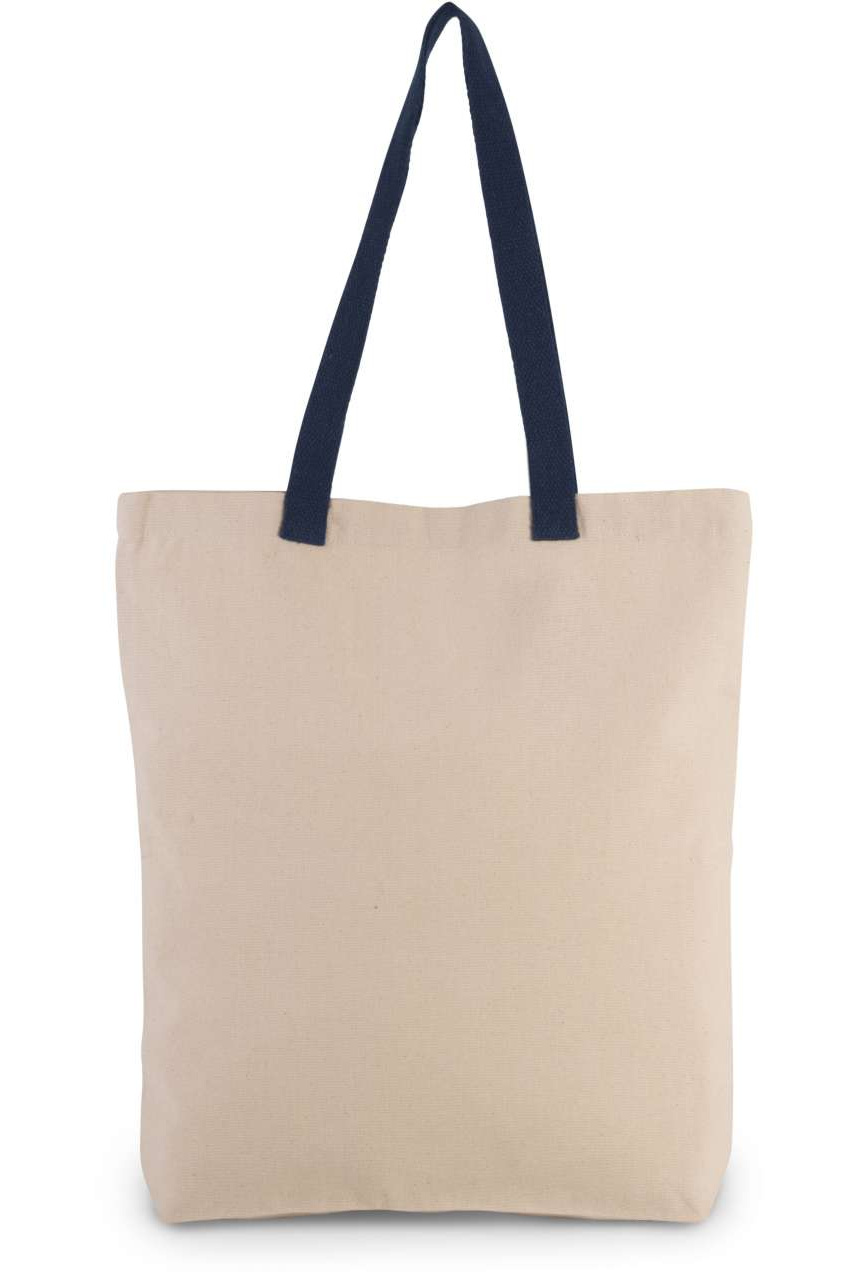 SHOPPER BAG WITH GUSSET AND CONTRAST COLOUR HANDLE