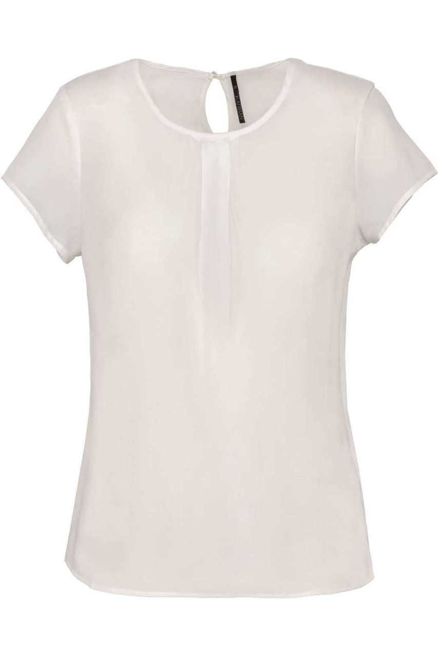LADIES' SHORT-SLEEVED CREPE BLOUSE