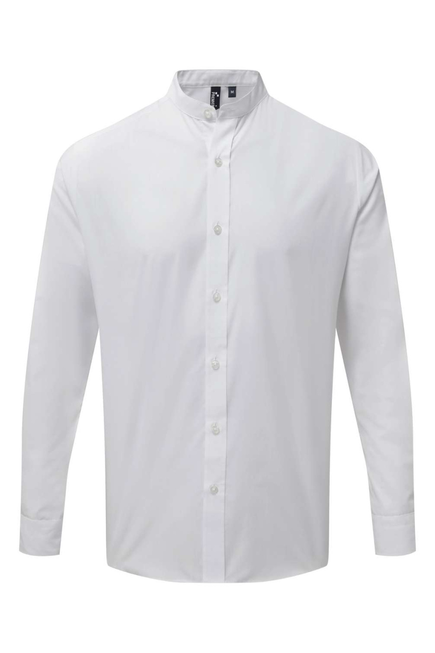 BANDED COLLAR 'GRANDAD' LONG SLEEVE SHIRT