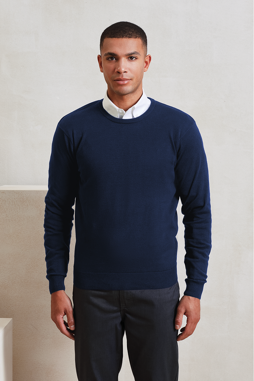 MEN'S CREW NECK COTTON RICH KNITTED SWEATER