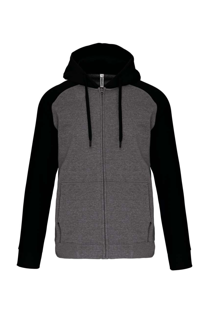 UNISEX TWO-TONE ZIPPED HOODED FLEECE JACKET