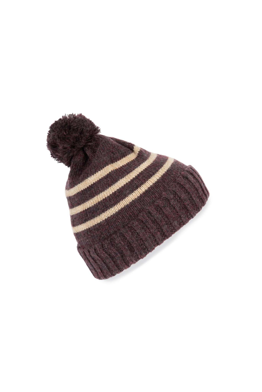 KNITTED STRIPED BEANIE IN RECYCLED YARN