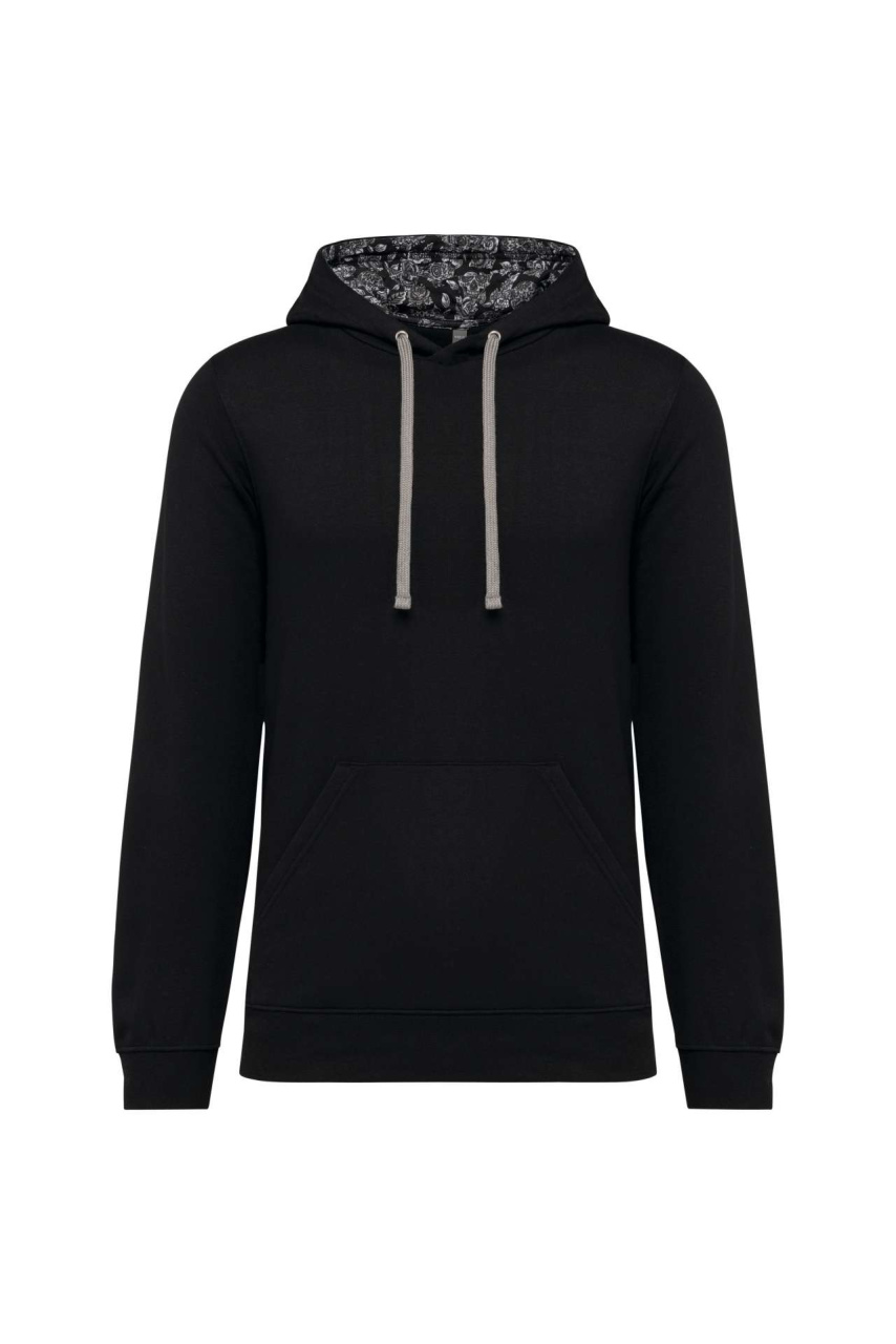 UNISEX CONTRAST PATTERNED HOODED SWEATSHIRT