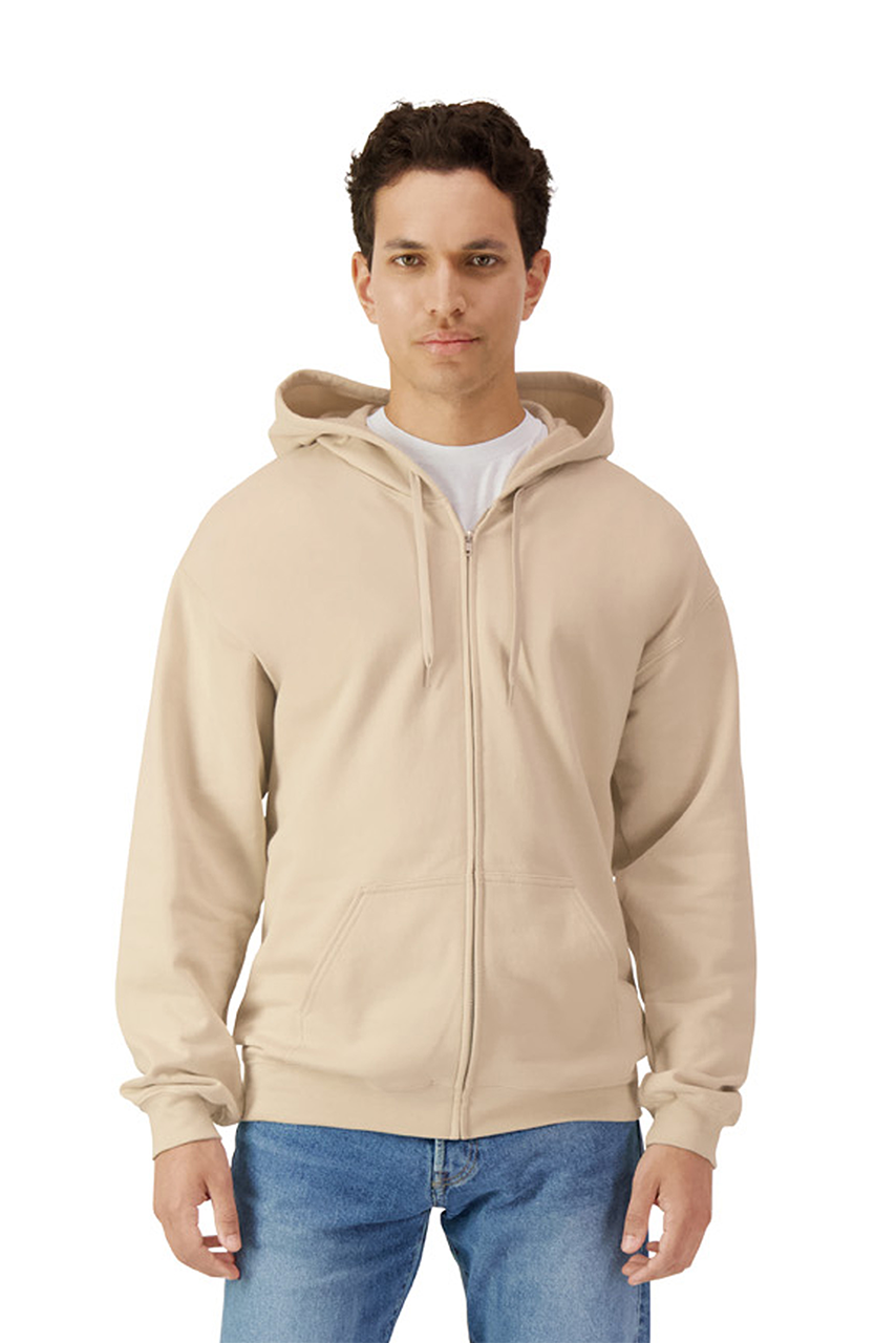SOFTSTYLE™ MIDWEIGHT FLEECE ADULT FULL ZIP HOODED SWEATSHIRT