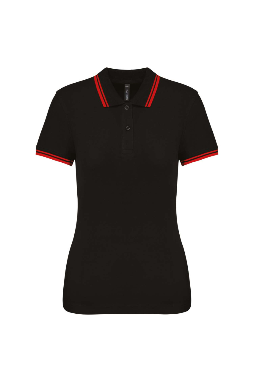 LADIE'S SHORT-SLEEVED POLOSHIRT WITH CONTRASTING PIPING