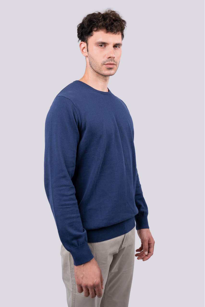 MEN’S CREW NECK FINE GAUGE COTTON PULLOVER