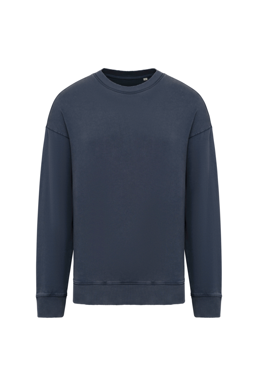 UNISEX WASHED EFFECT OVERSIZE ROUND NECK SWEATSHIRT