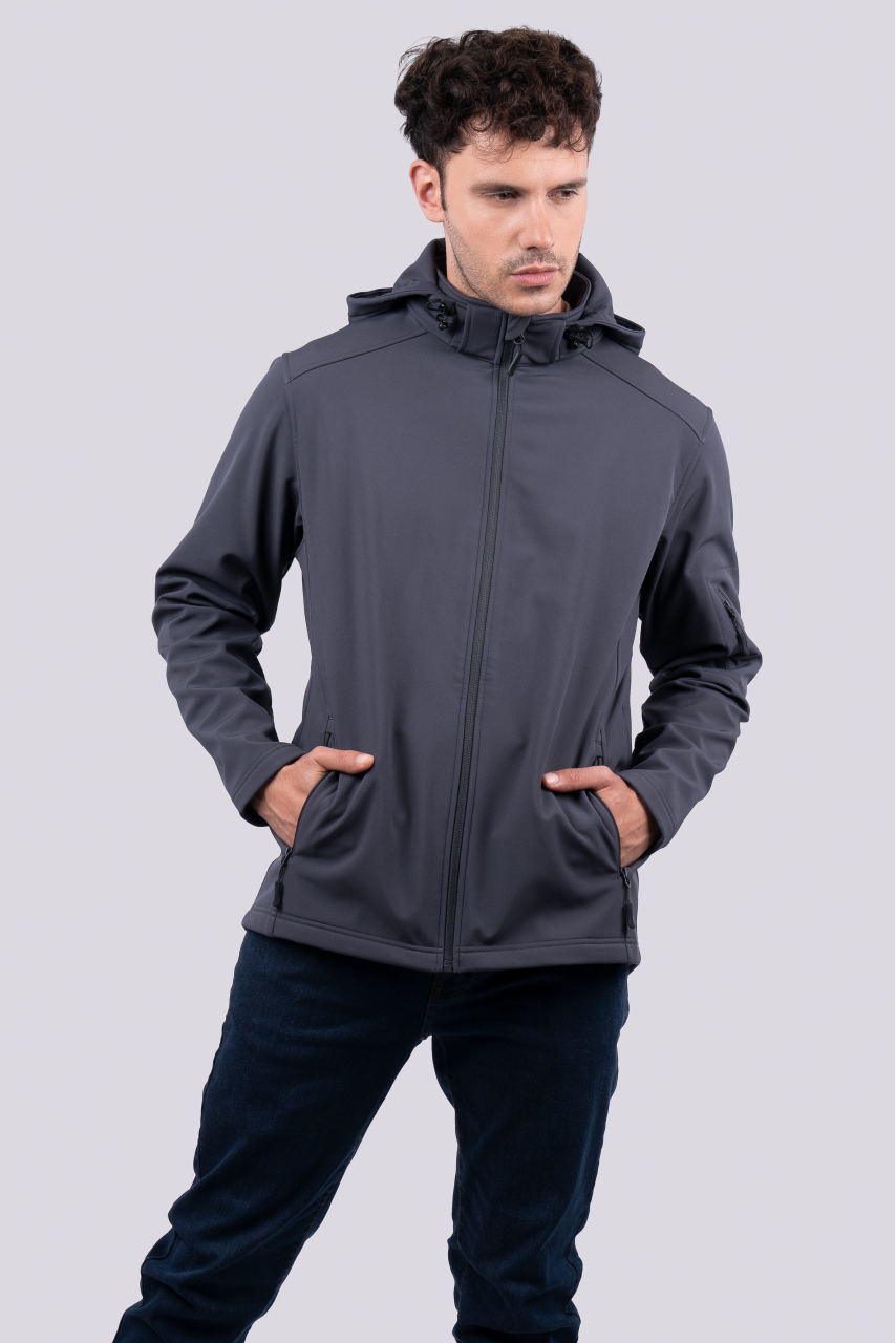 MEN’S 3-LAYER DETACHABLE HOODED SOFTSHELL JACKET