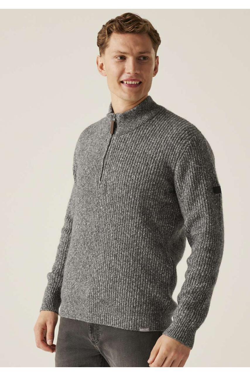 SOLOMON ZIP-NECK KNITTED PULLOVER