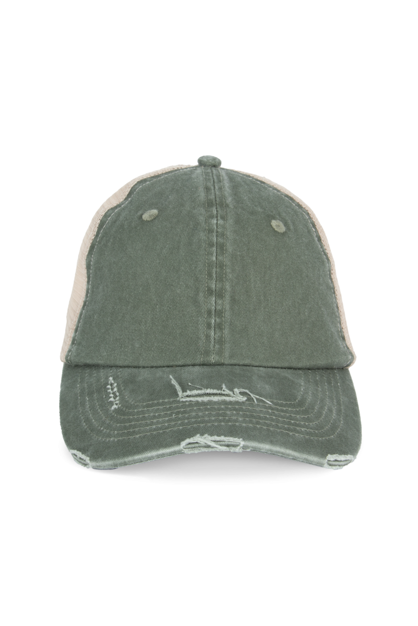 ECO-FRIENDLY UNISEX RIPPED EFFECT TRUCKER CAP