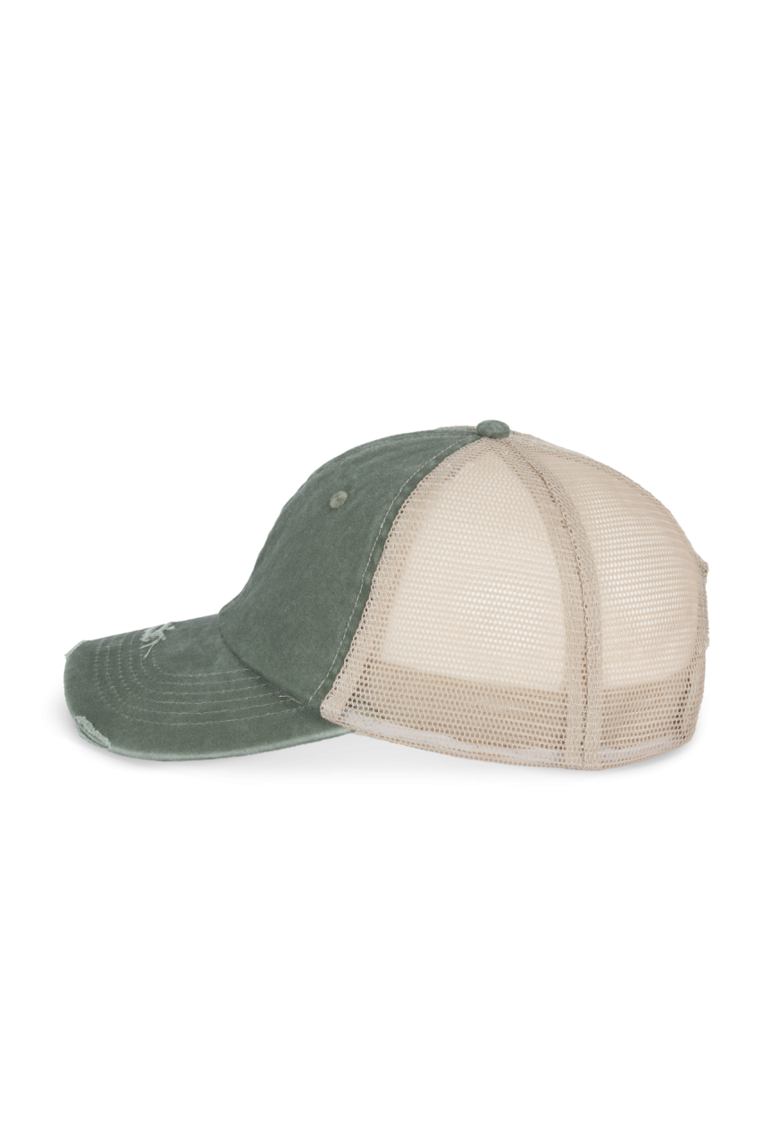 ECO-FRIENDLY UNISEX RIPPED EFFECT TRUCKER CAP