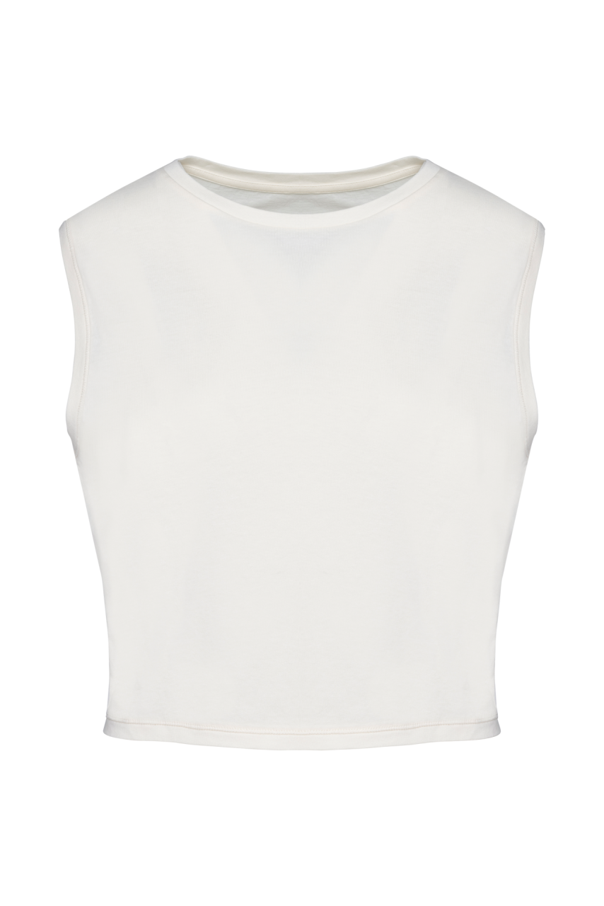 ECO-FRIENDLY LADIES’ SLEEVELESS CROP T-SHIRT