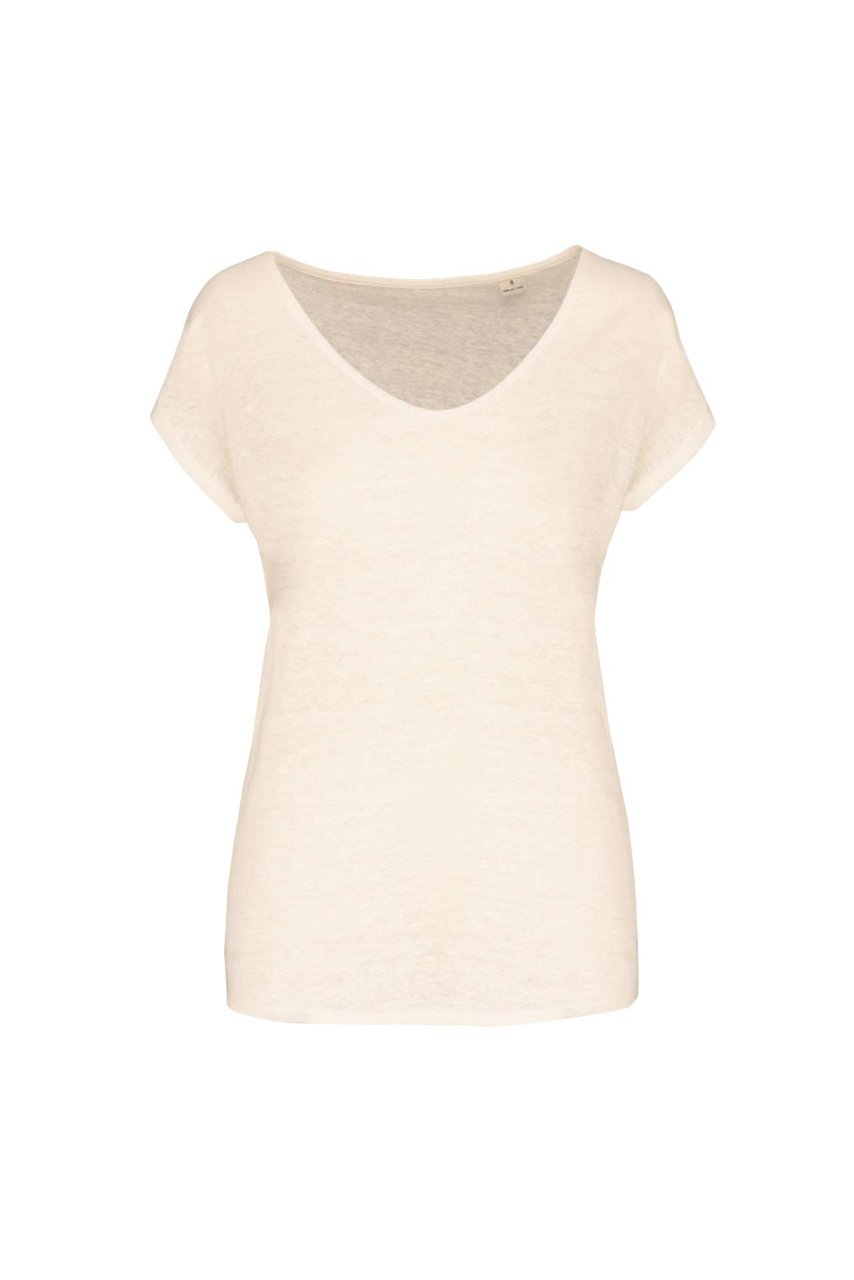 LADIES' V-NECK LINEN T-SHIRT