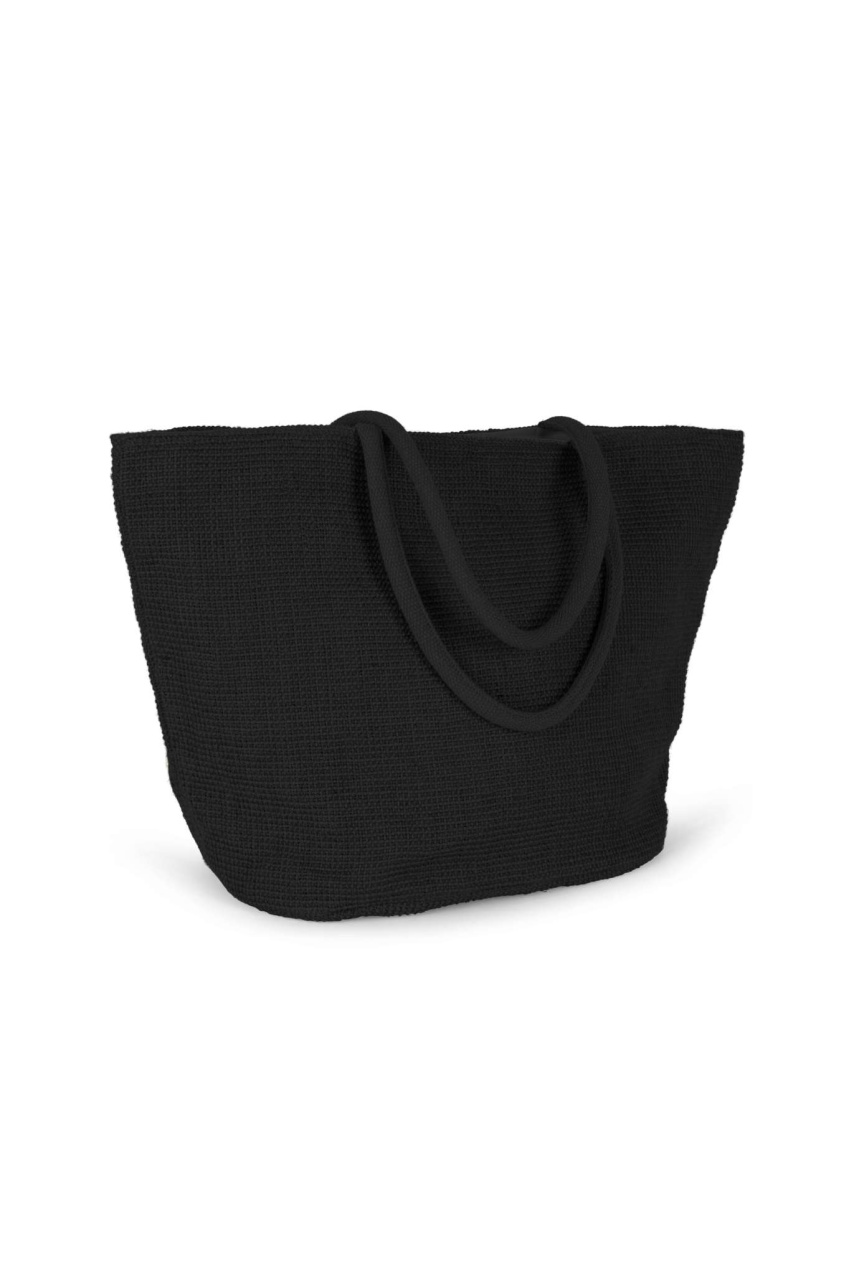 WOVEN JUTE SHOPPING BAG WITH KNIT CANVAS EFFECT